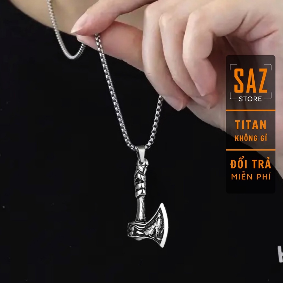 Vòng cổ nam nữ unisex dây chuyền Saz store màu bạc Titan đẹp phụ kiện thời trang- Vòng Cổ Axe