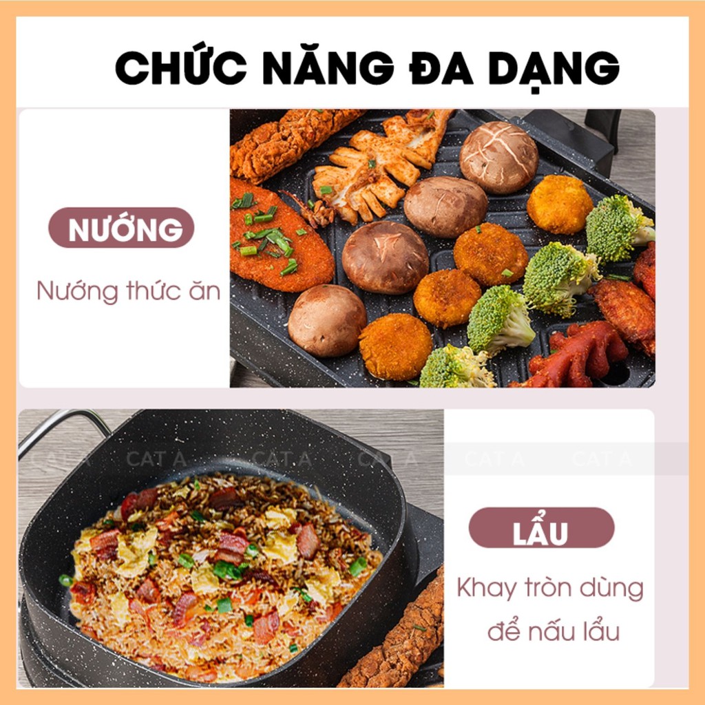 Bếp lẩu nướng - Đa năng CÁT Á G5 - 2 trong 1 🍓 bề mặt chống dính truyền nhiệt nhanh giữ nhiệt nhanh hơn