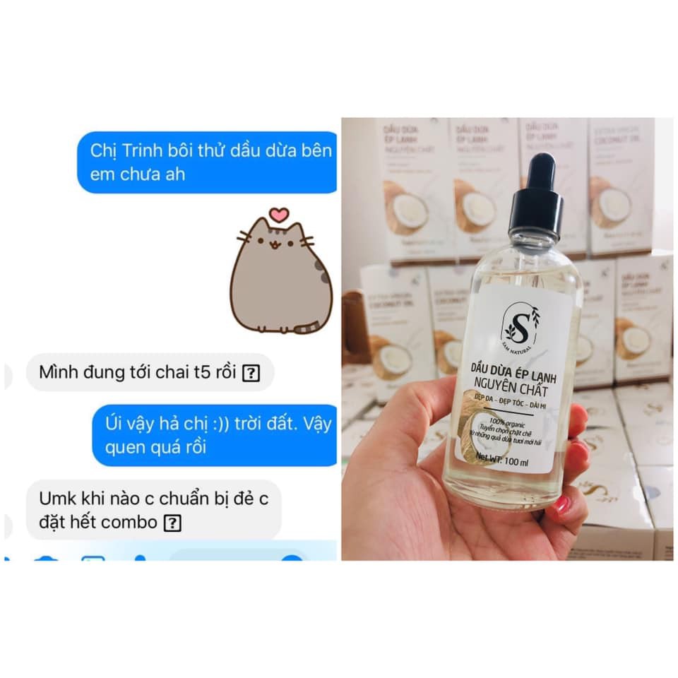 Dầu Dừa Ép Lạnh Nguyên Chất 100% thiên nhiên Sam Natural, dưỡng da, đẹp tóc, dài mi