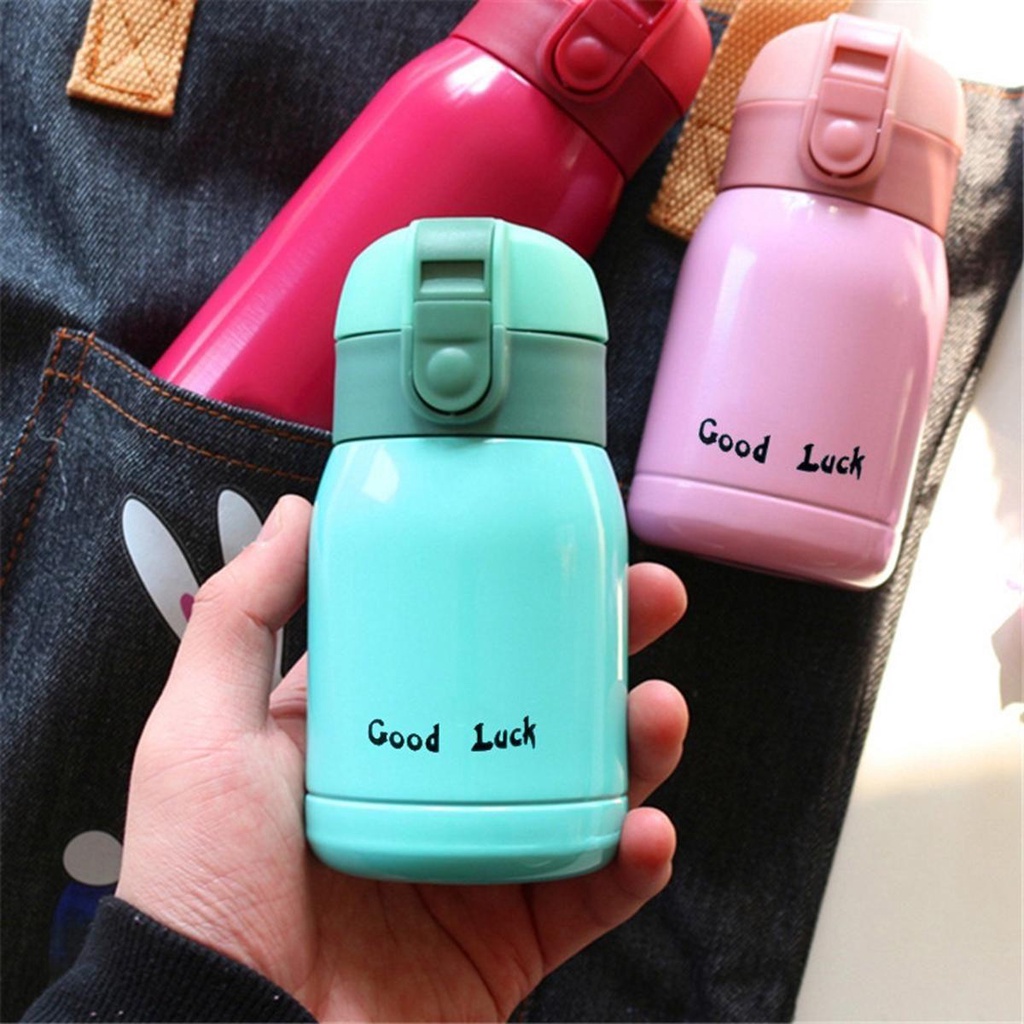 Bình Nước Giữ Nhiệt 200ml Bằng Thép Không Gỉ Họa Tiết Hoạt Hình Dễ Thương Cho Bé