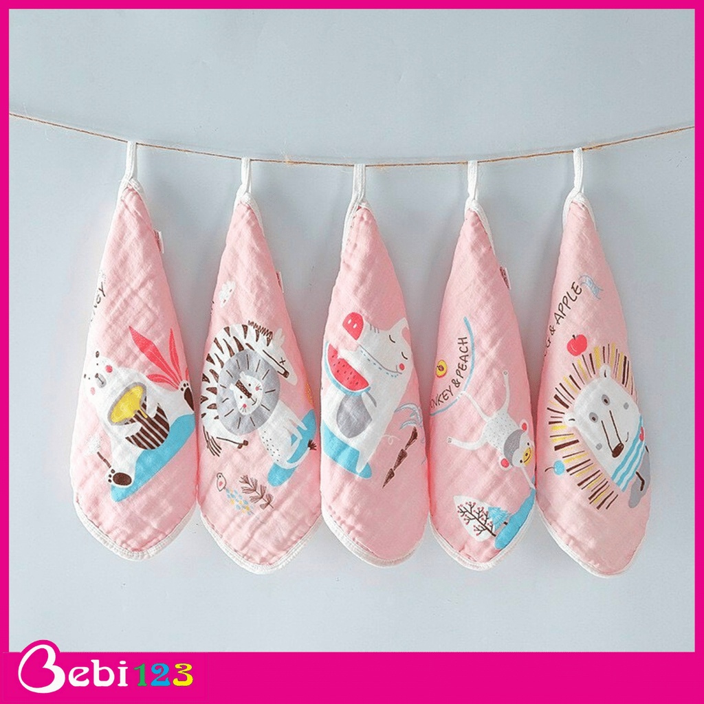 Set 5 khăn tay 3 Màu Cao Cấp, khăn sữa, khăn mặt Kiluta 6 lớp dày mịn 30x30cm cho bé