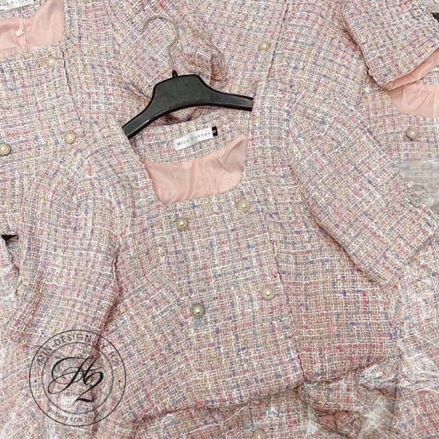 Áo dạ hồng tweed