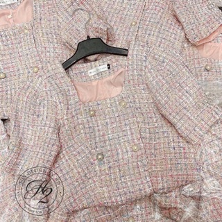 Áo dạ hồng tweed
