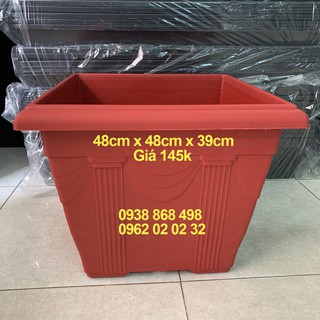 CHẬU VUÔNG NHỰA CỠ LỚN 48X 48 X 39CM MÀU ĐỎ