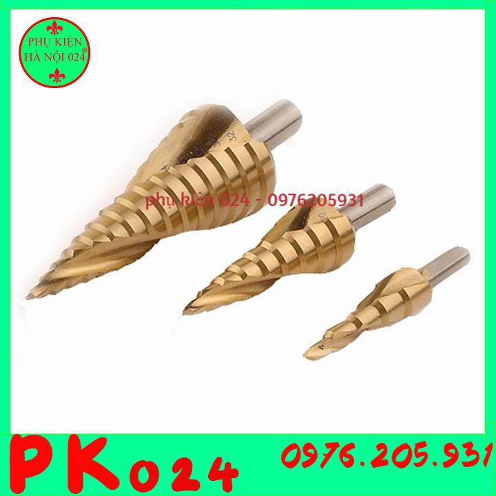 Bộ 3 Mũi Khoan Tầng Tháp Xoắn - Chuôi Lục Giác 4-32mm Khoan Sắt,Nhôm...Trục 6.35mm Màu Vàng Cao Cấp Sang Trọng