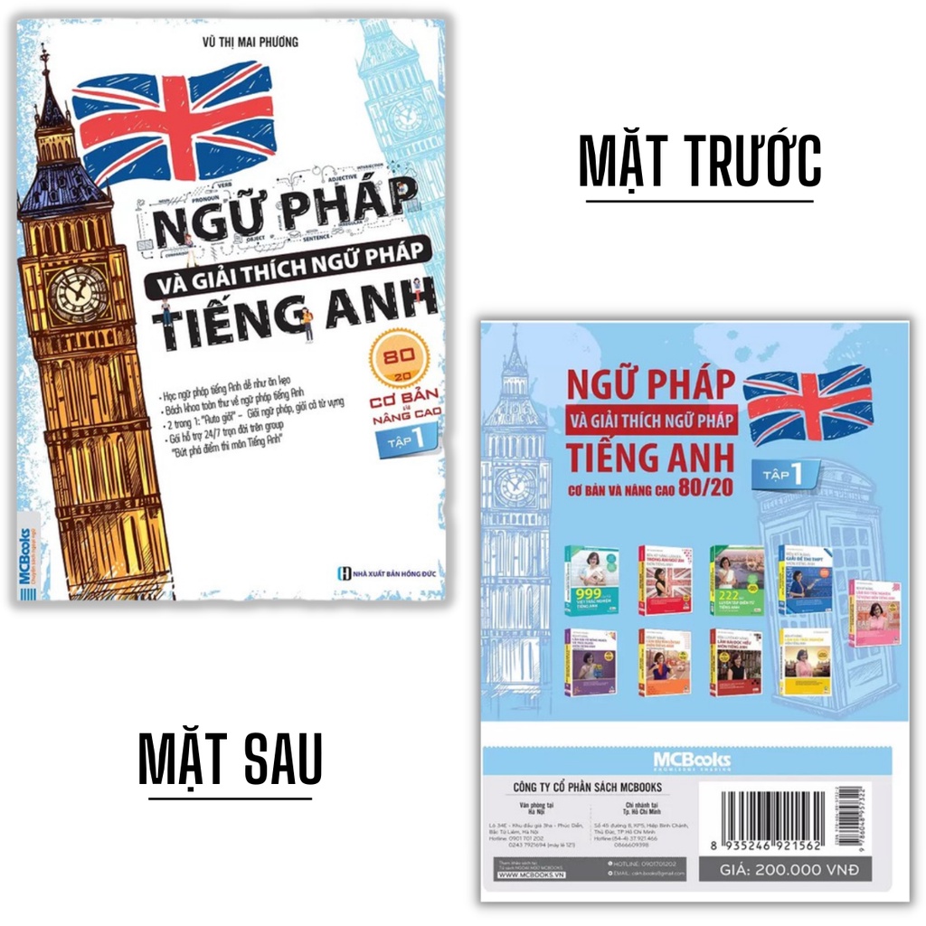 Sách - Ngữ Pháp Và Giải Thích Ngữ Pháp Tiếng Anh Cơ Bản Và Nâng Cao Tập 1 - Học Kèm App Online - Tặng Sổ Tay, Bookmark