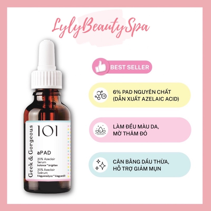 Tinh chất làm đều màu da và kiềm dầu aPAD chứa Azelaic Acid