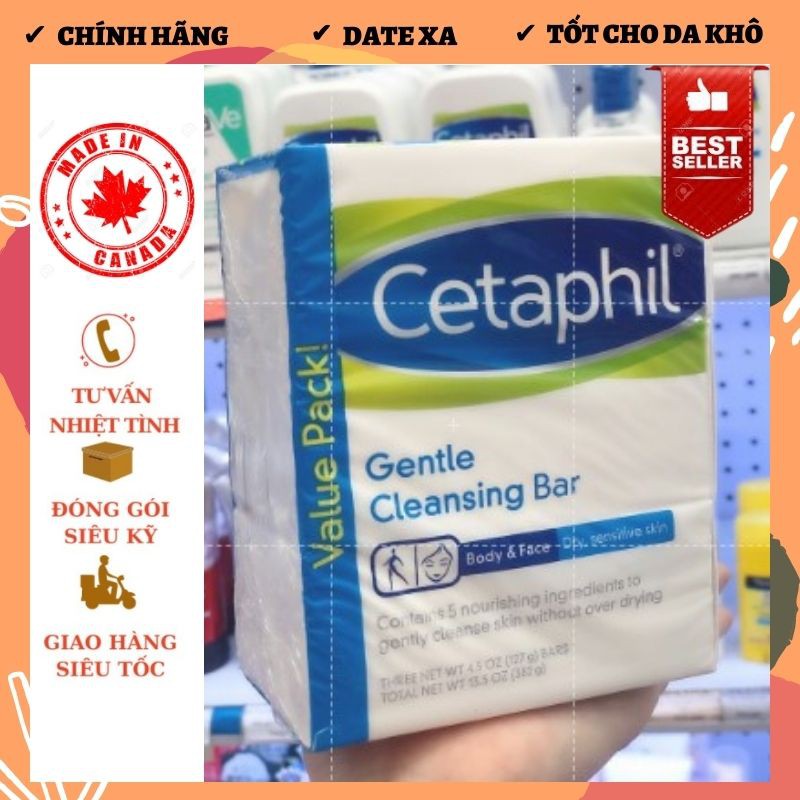 Lốc 3 Bánh Xà Phòng CETAPHIL GENTLE CLEANSING BAR