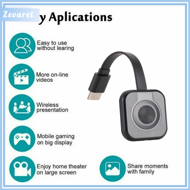 Bộ Chuyển Đổi Màn Hình Máy Chiếu Zevaret W13 Không Dây Độ Phân Giải Cao Hdmi Cho Điện Thoại Di Động / Máy Tính