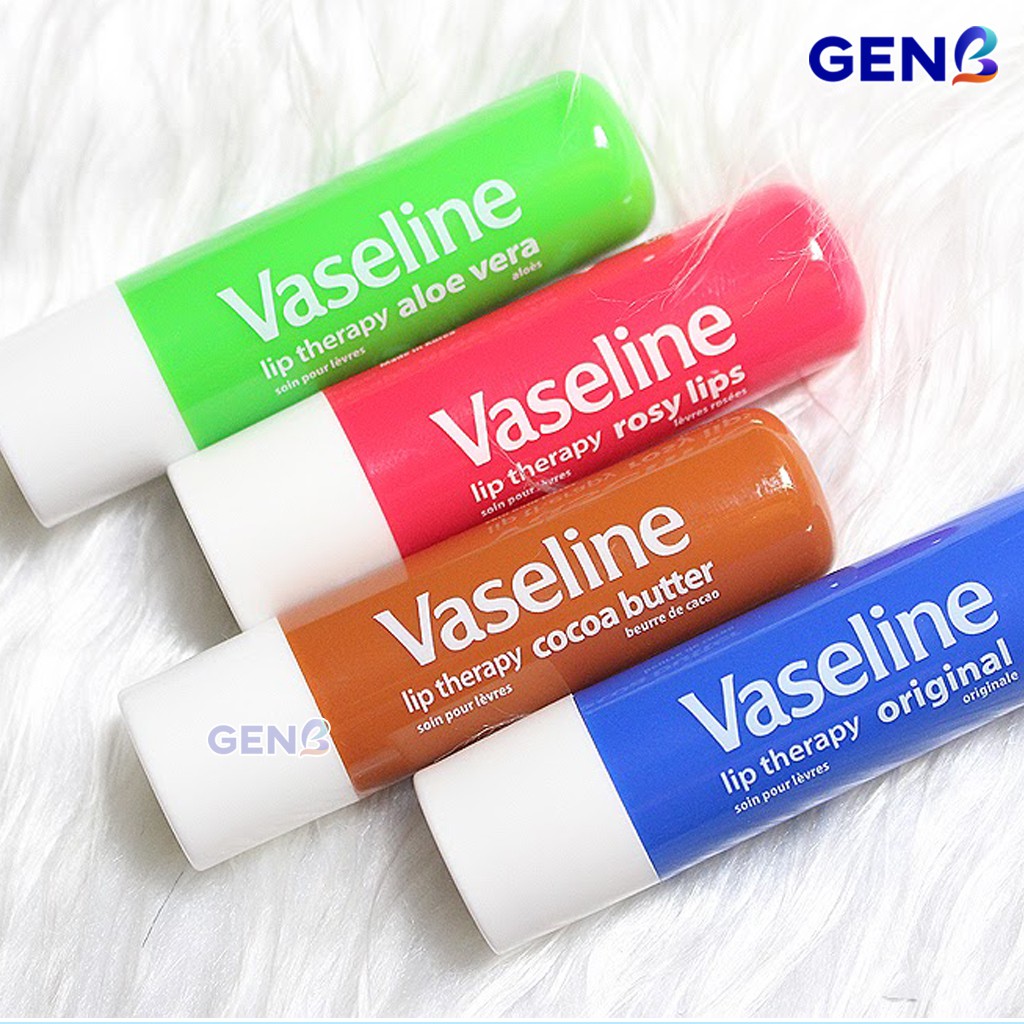 Son Dưỡng Môi Vaseline CHÍNH HÃNG Dạng Thỏi Ordinary/ Ca Cao/ Hồng/ Nha Đam Không Màu Lót Son Lì Trang Điểm Mỹ Phẩm GENB