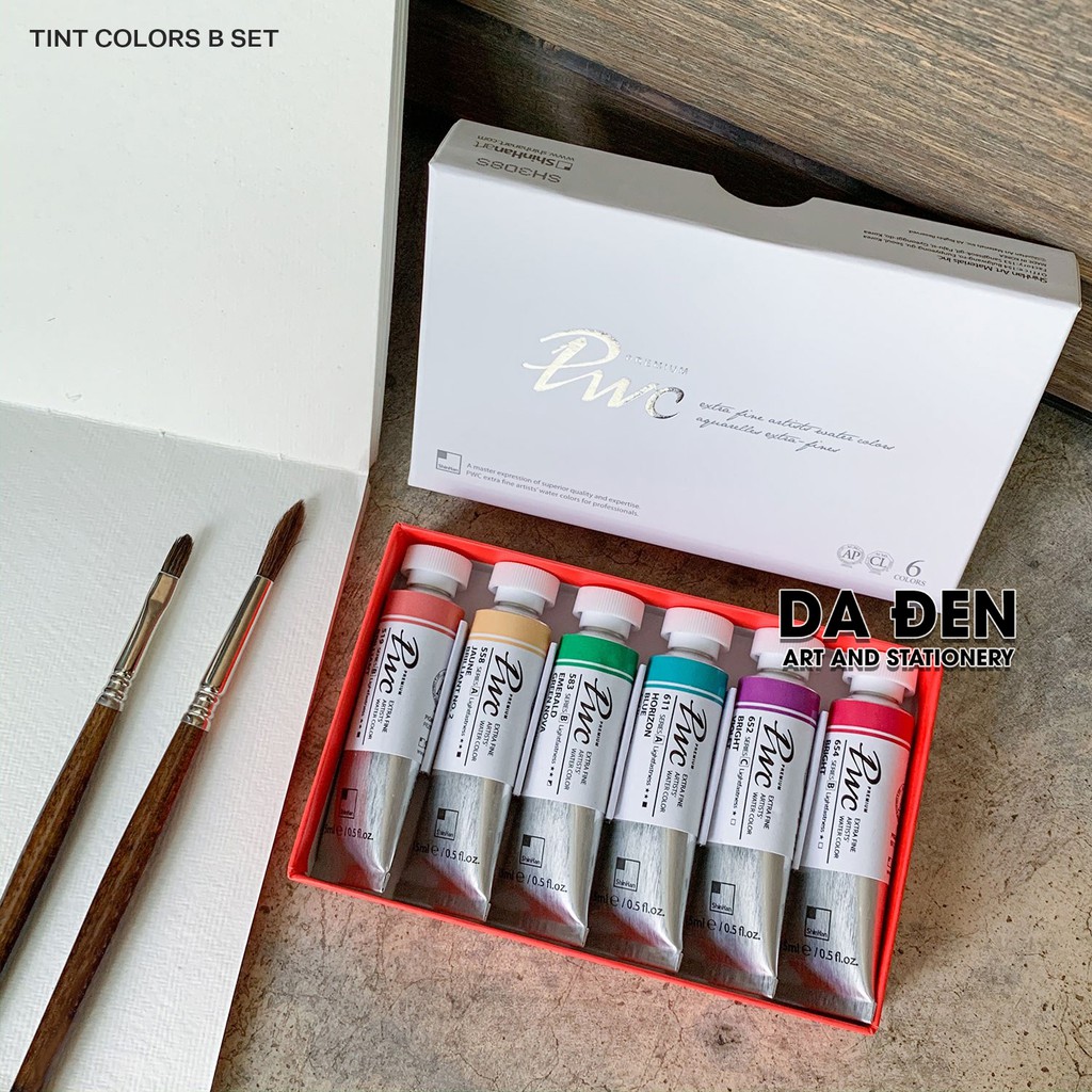 [DA ĐEN] Màu Nước Shinhan Art PWC Artist TINT Set 6 Tube