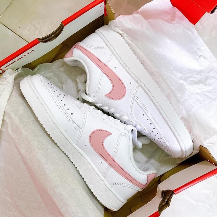 Giày Nike Chính Hãng FREESHIPNike Court Vision Allwhite - Hologram - Pink - Giày Thể Thao Unisex - Simple Sneaker