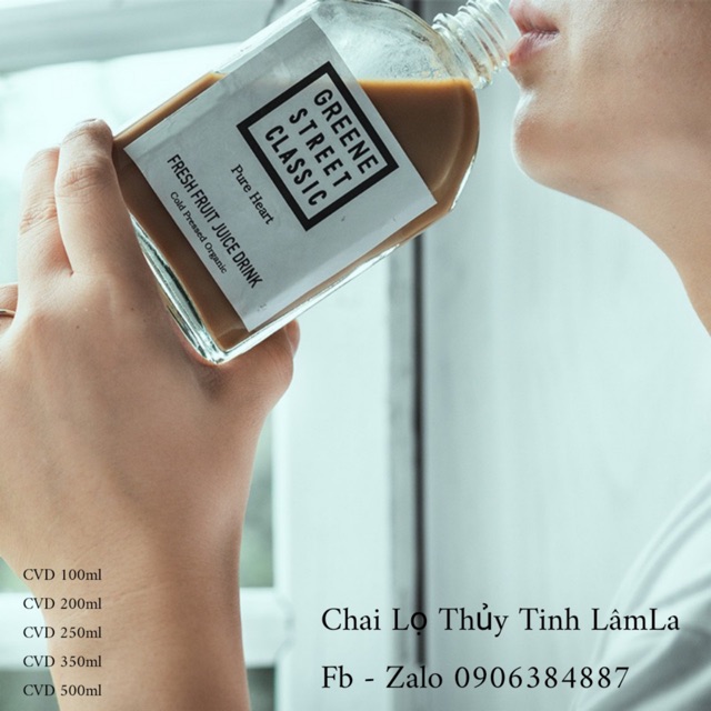  Chai Thuỷ Tinh Dẹp Vai Bầu Nắp Nhôm 100ml- 200ml -250ml- 350ml - 500ml