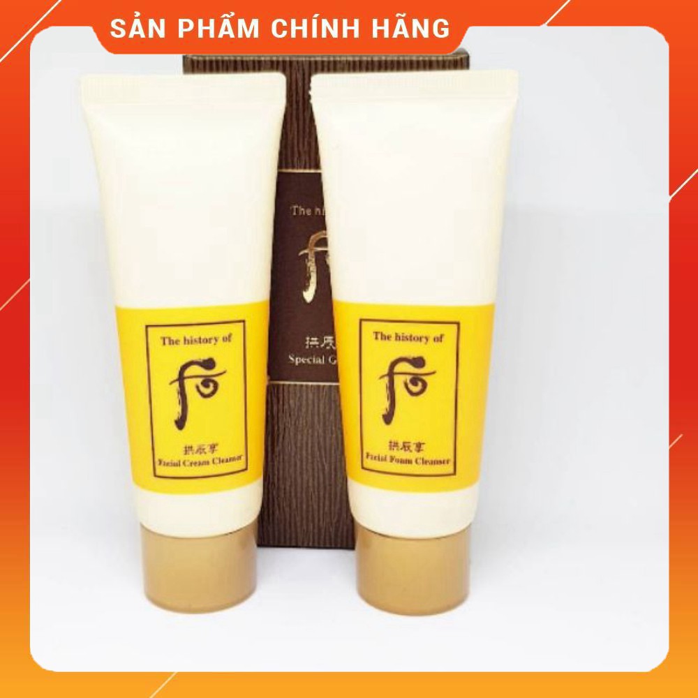 Cặp tẩy trang và sữa rửa mặt dưỡng ẩm chống lão hóa Whoo Vàng - Whoo Gongjinhyang foam 40ml