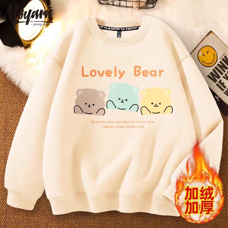 Áo nỉ bông sweater dài tay cổ tròn hoạt hình dễ thương cute nhiều hình