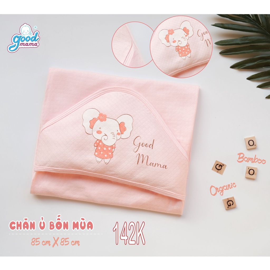 Chăn ủ, khăn choàng cho bé sơ sinh 4 mùa Goodmama chất liệu sợi tre organic