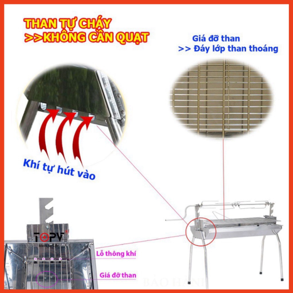 Bếp nướng than hoa ngoài trời 2 in 1 TopV DNL, lò nướng than hoa không khói, nướng thịt, nướng gà vịt