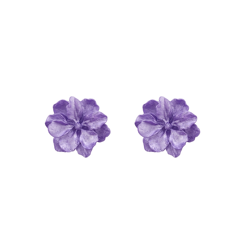 Khuyên tai mạ bạc 925 hình bông hoa màu tím xinh xắn hợp thời trang