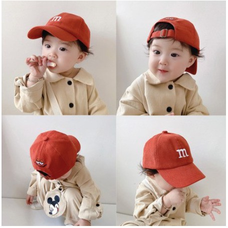 Mũ lưỡi trai thêu chữ m nón lưỡi trai phong cách hàn quốc cho bé