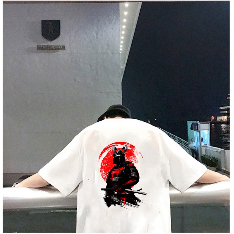 Áo thun tay lỡ nam nữ form rộng họa tiết samurai vải dày mịn 2021T3129