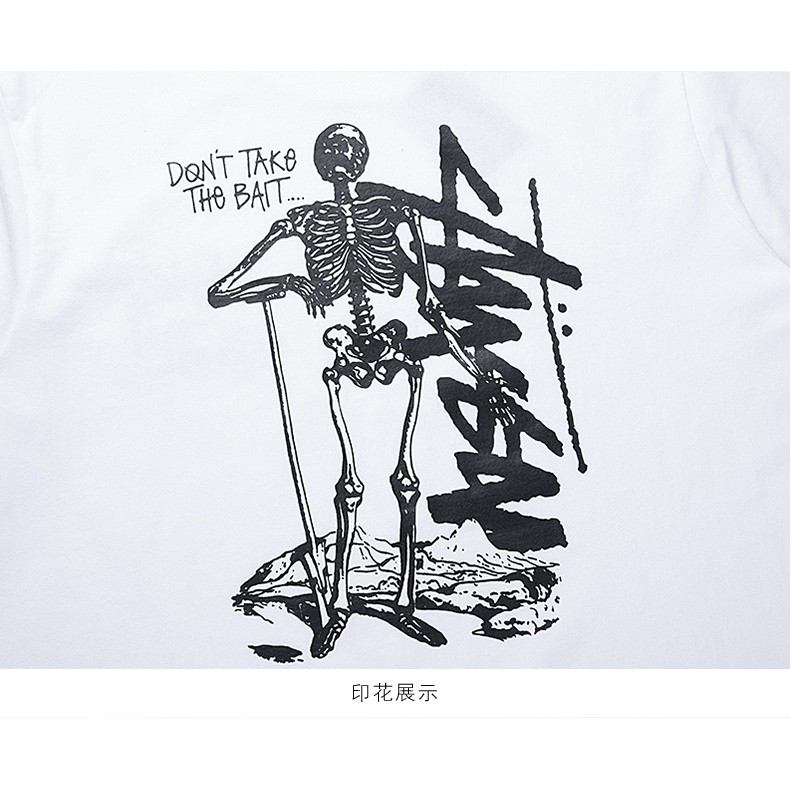 Áo thun tay ngắn họa tiết đầu lâu phong cách Âu Mỹ thời trang cho nam và nữ