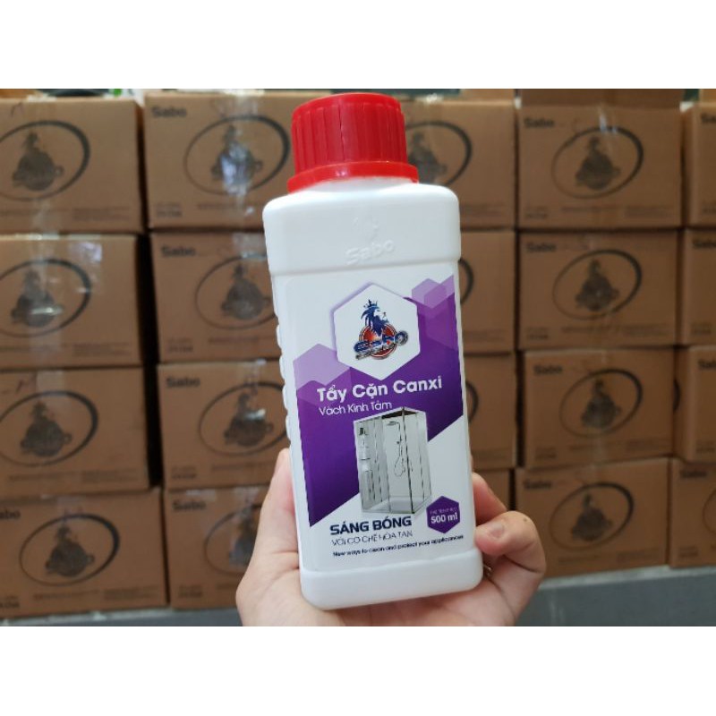 Nước tẩy cặn canxi vách kính phòng tắm, gương siêu sạch Sabo K không mùi