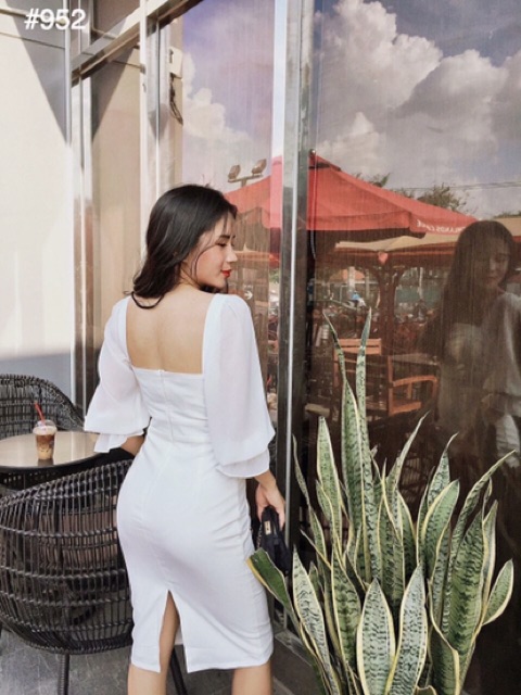 Đầm body 🌷Đầm body trắng tay voan | BigBuy360 - bigbuy360.vn