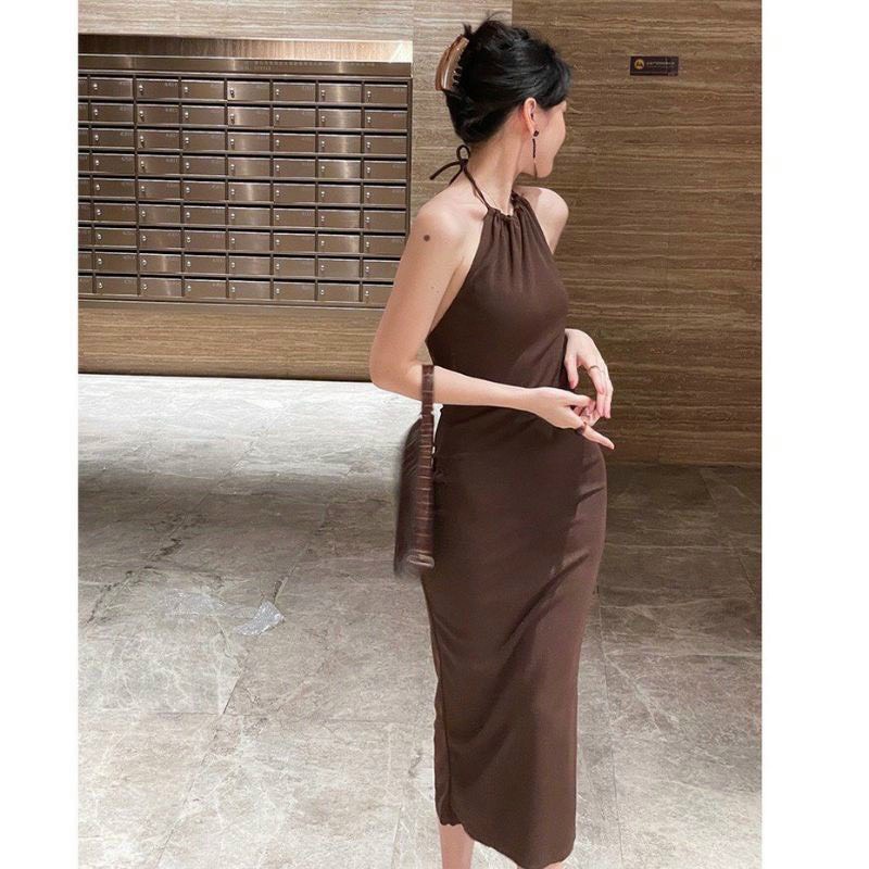 đầm yếm luồn dây cổ thun gân có mút ngk