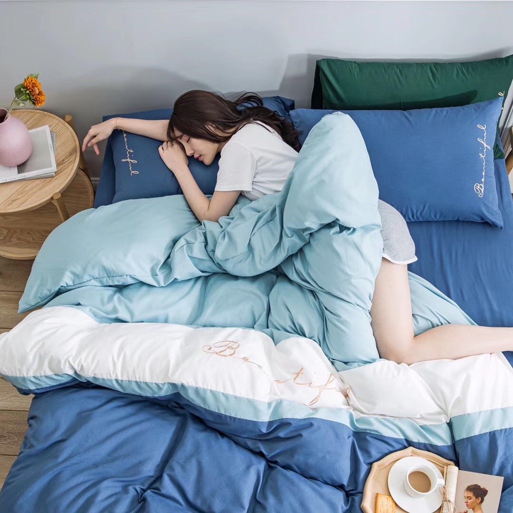 Bộ Chăn Ga Gối Cao Cấp Cotton TiCi Phối TCP 14 (1 bộ gồm 1 ga 2 vỏ gối 1 vỏ chăn có khóa kéo) | BigBuy360 - bigbuy360.vn