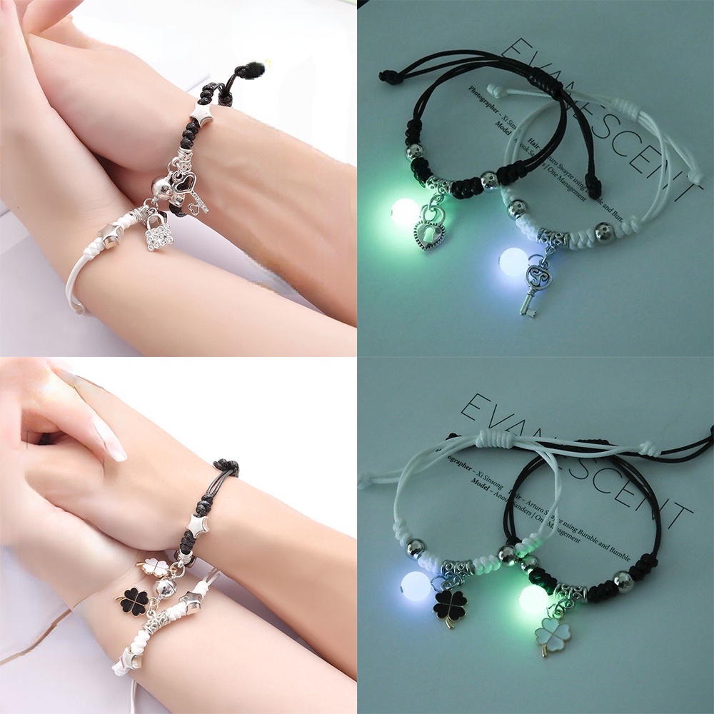 Bộ 1 / 2 Vòng Tay Nam Châm Phát Quang Độc Đáo Cho Cặp Đôi