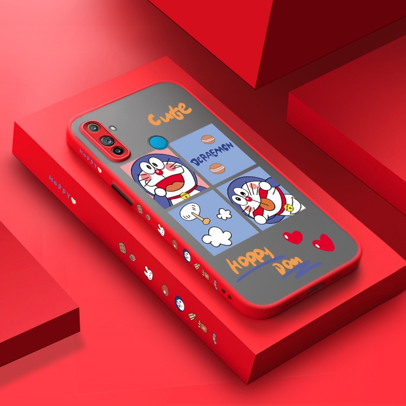 Ốp Điện Thoại Trong Suốt Mặt Nhám Chống Rơi Họa Tiết Doraemon Cho Realme C3 C3i