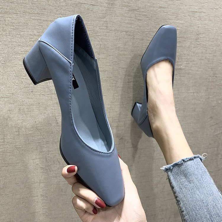 Giày  Phong cách hàn quốc nữ đế vuông mũi dày dép cao gót đơn giản thời trang dép | BigBuy360 - bigbuy360.vn