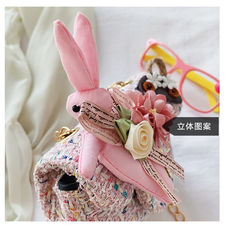 Túi Đeo Chéo Dáng Vuông Mini Phối Hoa Dễ Thương Thời Trang Cho Bé Gái