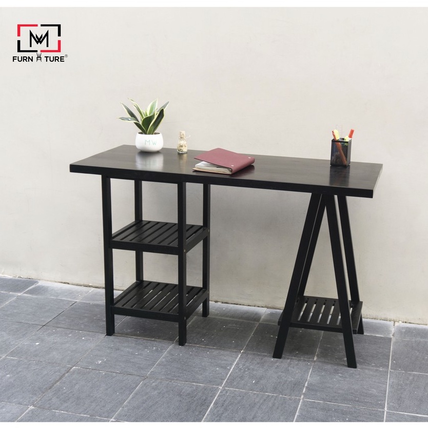 Bàn học và làm việc gỗ chân tháp có kệ cao cấp thương hiệu MW FURNITURE - Nội thất căn hộ