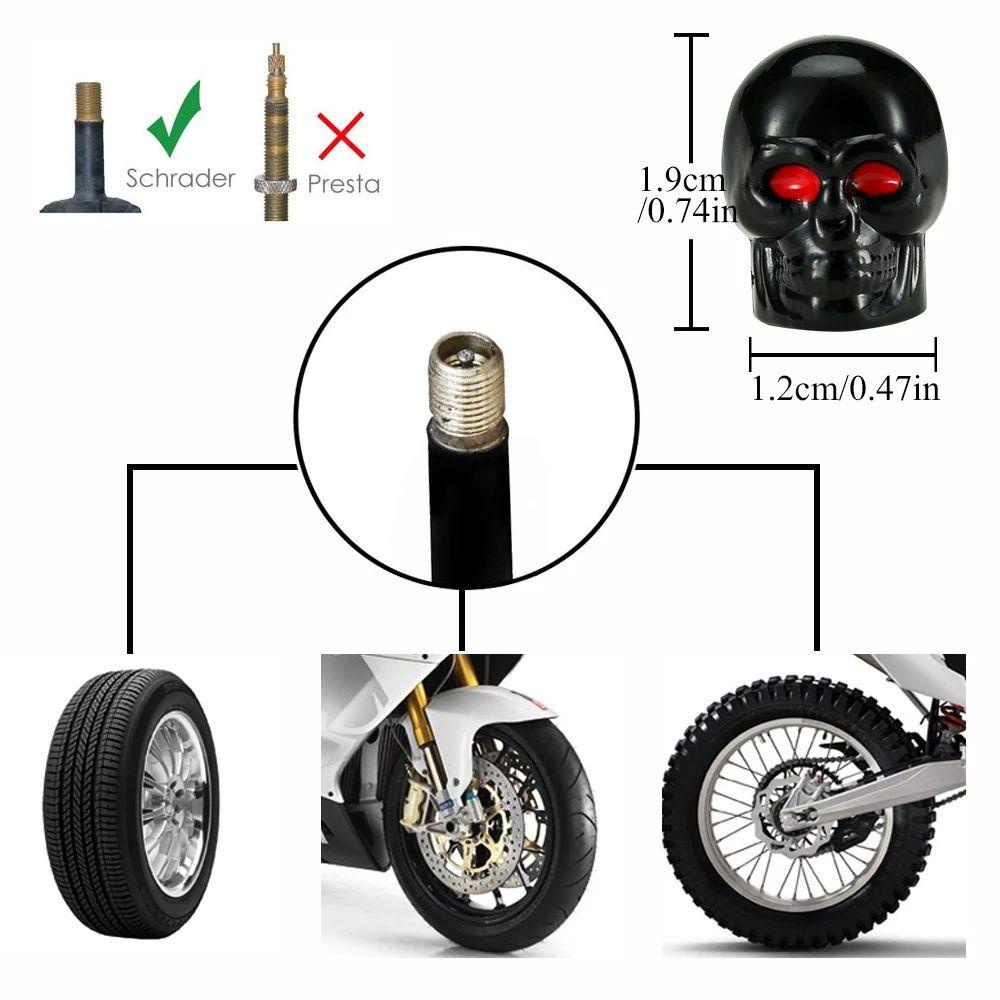Bộ 4 Nắp Van Xe Hơi / Xe Máy Lõi Đồng Hình Đầu Lâu Chống Gỉ Sét