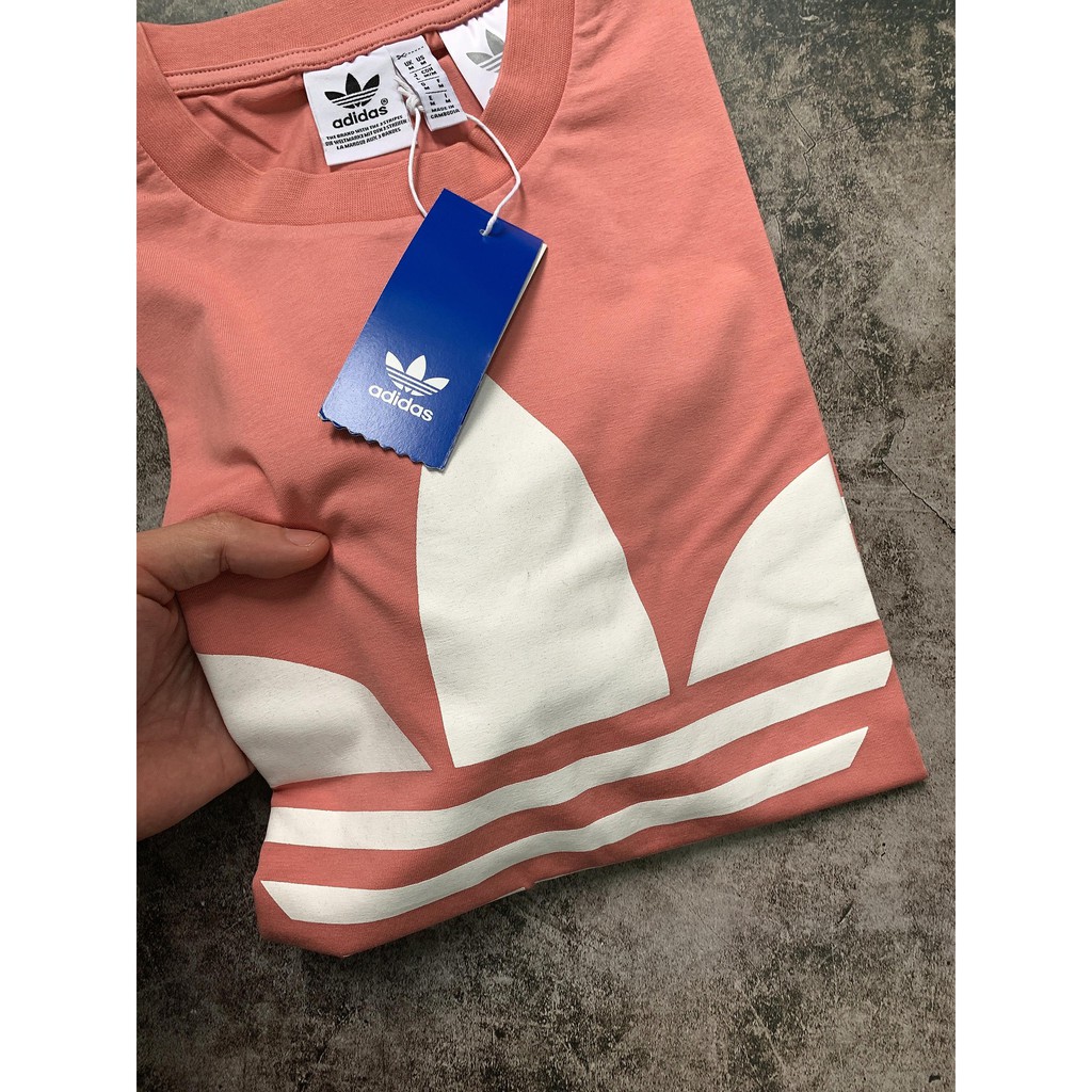 (HÀNG XUẤT XỊN) Áo das hồng cam 1710 BIG LOGO TREFOIL ASH PINK TEE OVERSIZE  Made in Cambodia full tag code  SIZE S M L