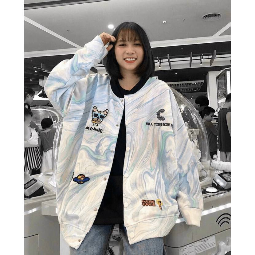 Áo Khoác Bomber Nỉ Loang, Áo Khoác Nữ Form Rộng Đi Học, Áo Khoác Hot Trend TP586 [NewUnisex]