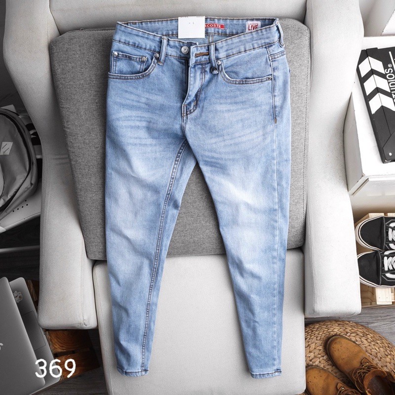 Quần Jean Nam SLIMFIT xuất xịn màu xanh trơn co giãn ống đứng | BigBuy360 - bigbuy360.vn