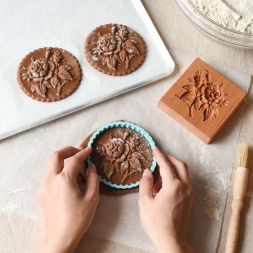 Khuôn Làm Bánh Quy Bằng Gỗ Tạo Hình 3D Độc Đáo Tiện Dụng