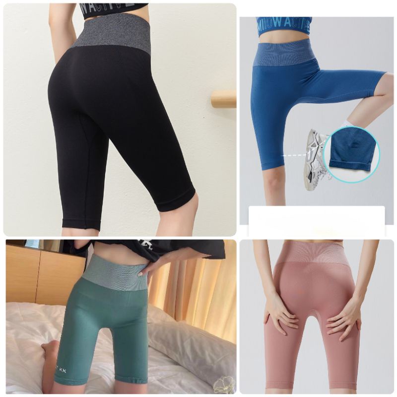 chuyên sỉ Quần tập gym yoga Lửng JUST KK cạp cao ghen bụng eo thon, quần legging lửng tập gym