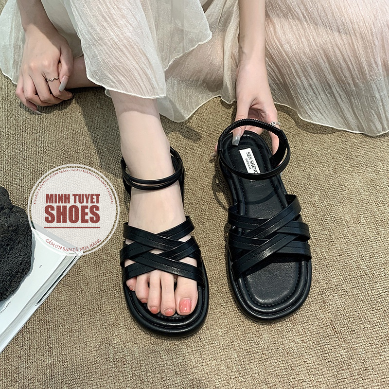Giày sandal học sinh nữ minhtuyetshoes đế cao 2,5cm-3cm quai ngang chéo mẫu mới bền đẹp giá tốt