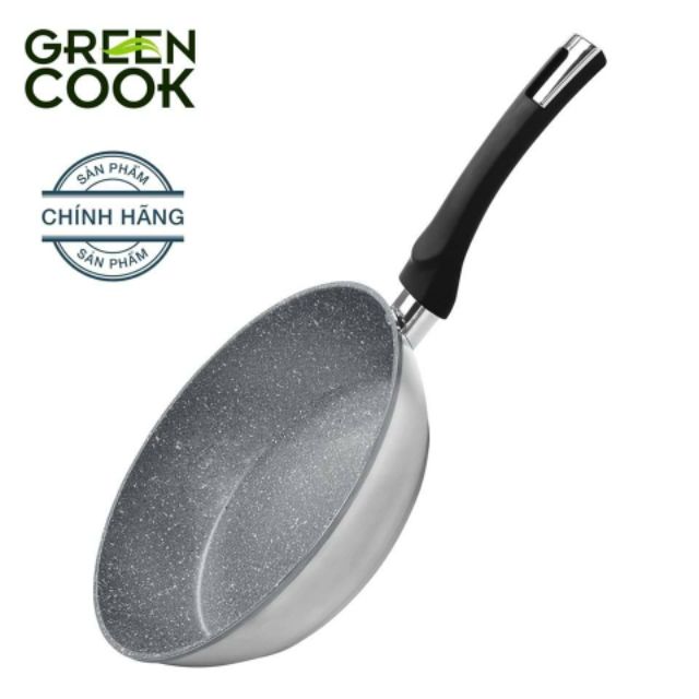 🍳 CHẢO VÂN ĐÁ GREEN LOCK DÙNG TẤT CẢ CÁC LOẠI (KỂ CẢ BẾP TỪ) 26CM (HKM NUTIFOOD)