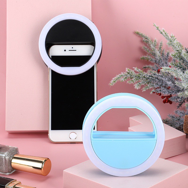 Đèn Led Tròn Có Thể Sạc Lại Cổng Micro Usb Hỗ Trợ Chụp Ảnh Selfie Cho Điện Thoại