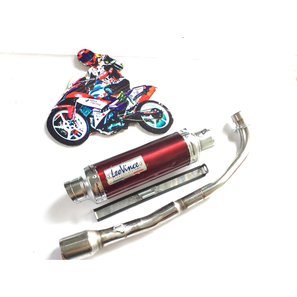 Pô leovince ĐỎ FULL CỔ INOX THẲNG WAVE, SI, CUP, DREAM, EXCITER, WINER, SONIC, RAIDER FI, SATRIA, GSX