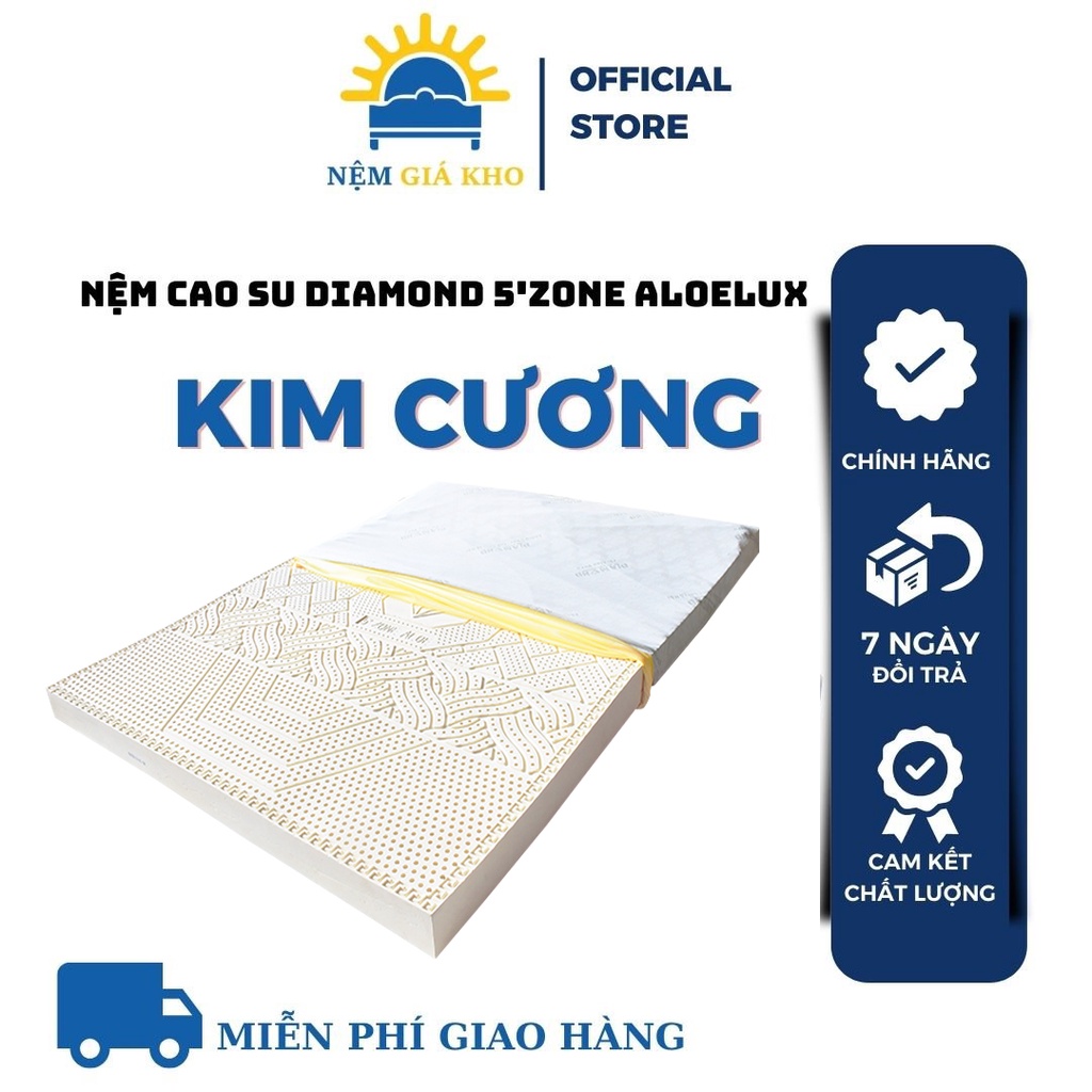 Nệm Cao Su Kim Cương 5 ZONE ALOELUX, đàn hồi tốt, nâng đỡ 5 vùng cơ thể