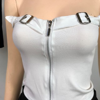 Áo ống croptop dây kéo