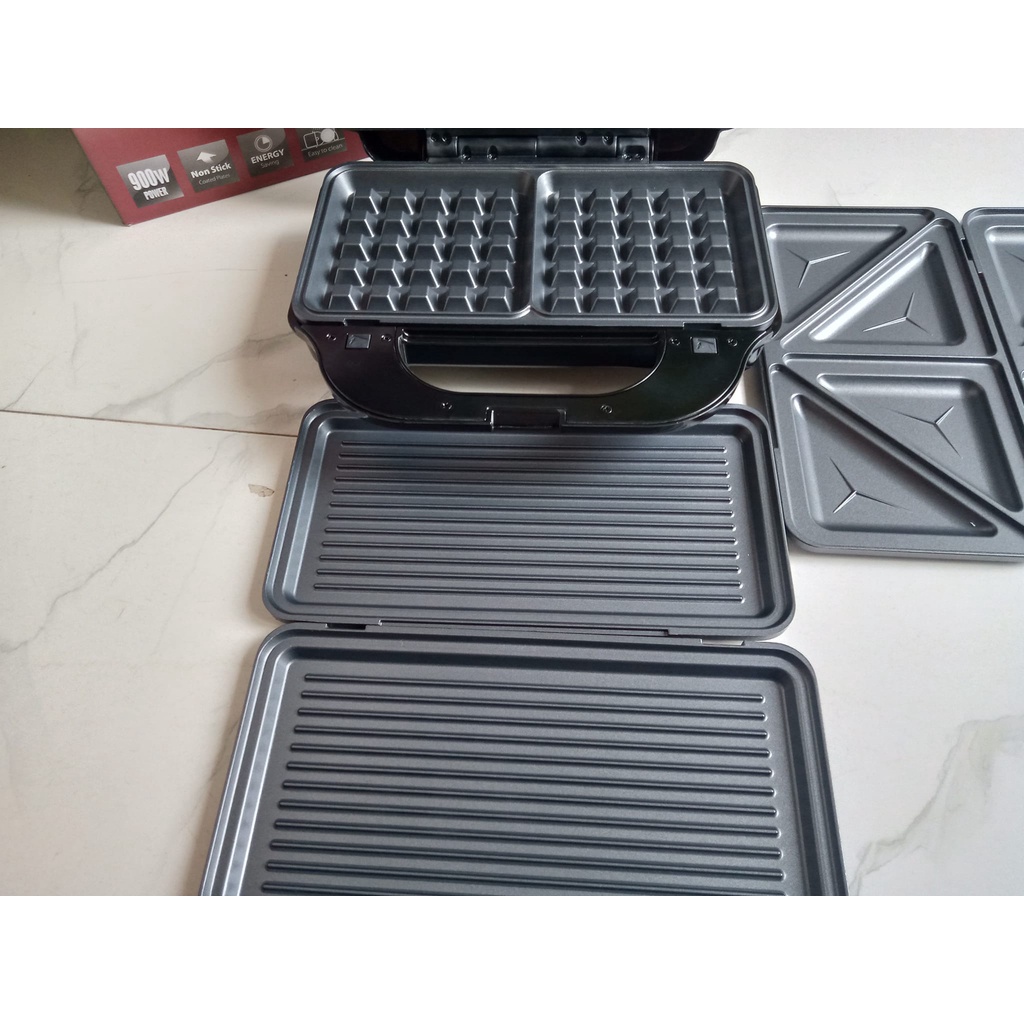 Kẹp nướng bánh mì Sandwich bánh Waffle Tiross TS9655 có khay nướng thịt