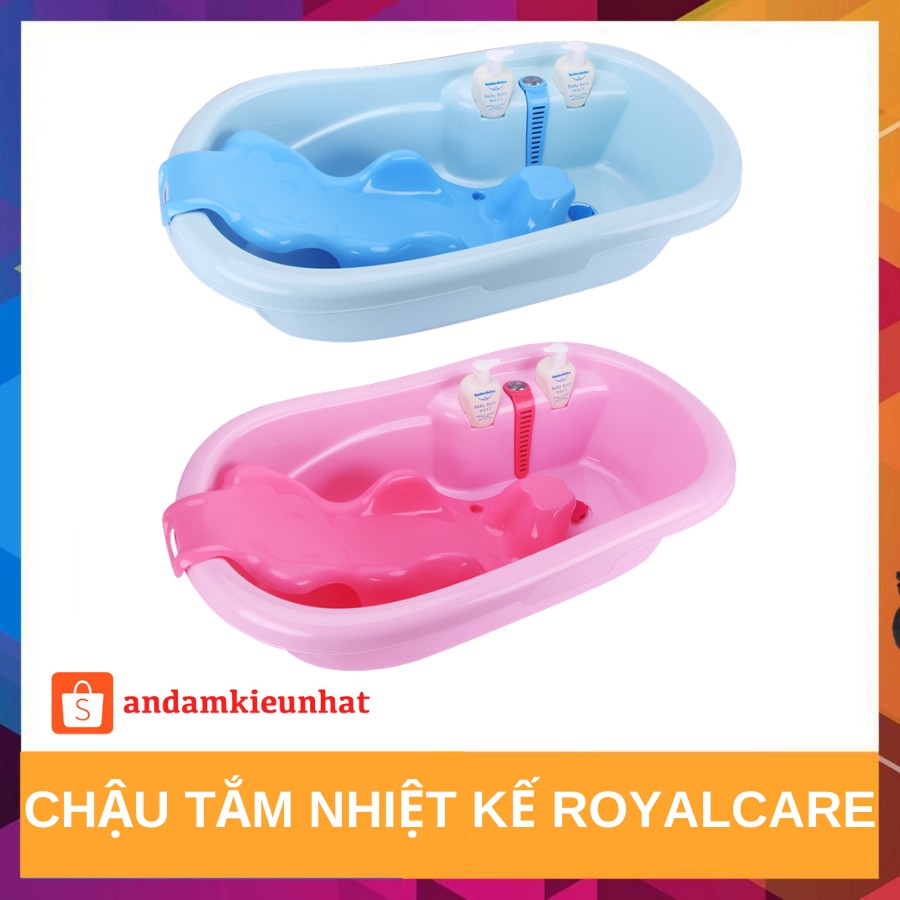 Chậu tắm trẻ em kèm nhiệt kế Royalcare chính hãng