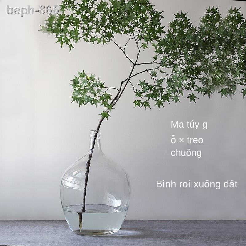 Bắc Âu tối giản miệng nhỏ bụng lớn treo chuông ngựa say gỗ bình thủy tinh cắm hoa canh cây cảnh tầng chai lọ
