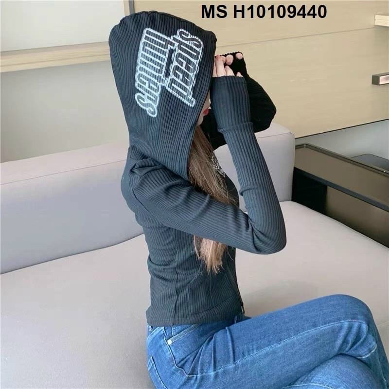 Áo khoác chống nắng thun gân có nón, tay xỏ ngón - alohashop91 UK